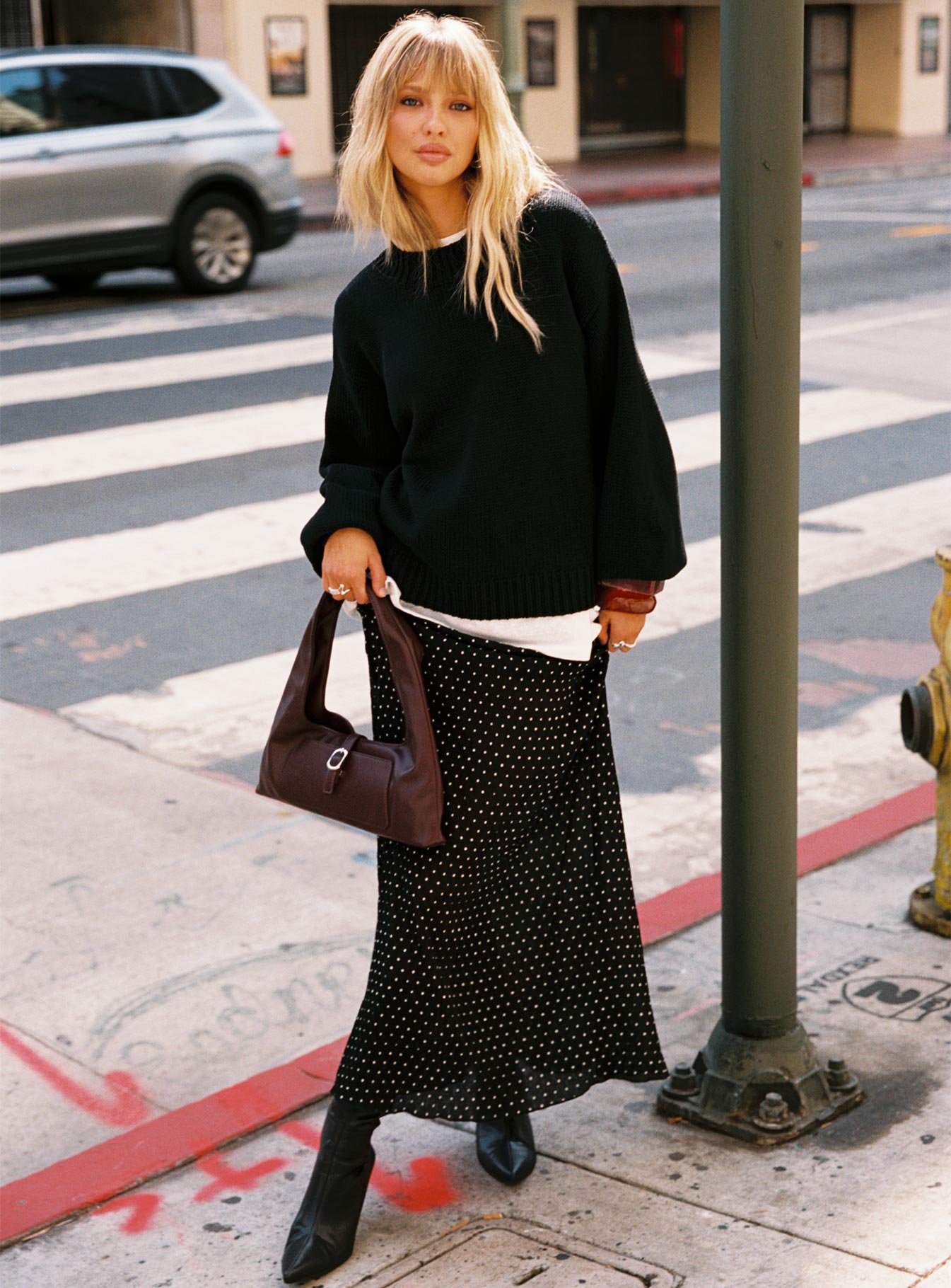 Ford Maxi Skirt Onyx Polka Dot