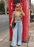 Ramos Low Rise Wide Leg Denim Jeans Light Blue Wash