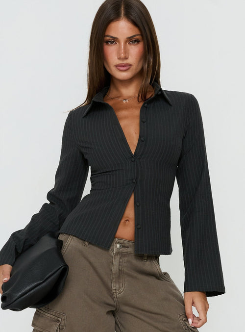 Anni Pinstripe Shirt Black