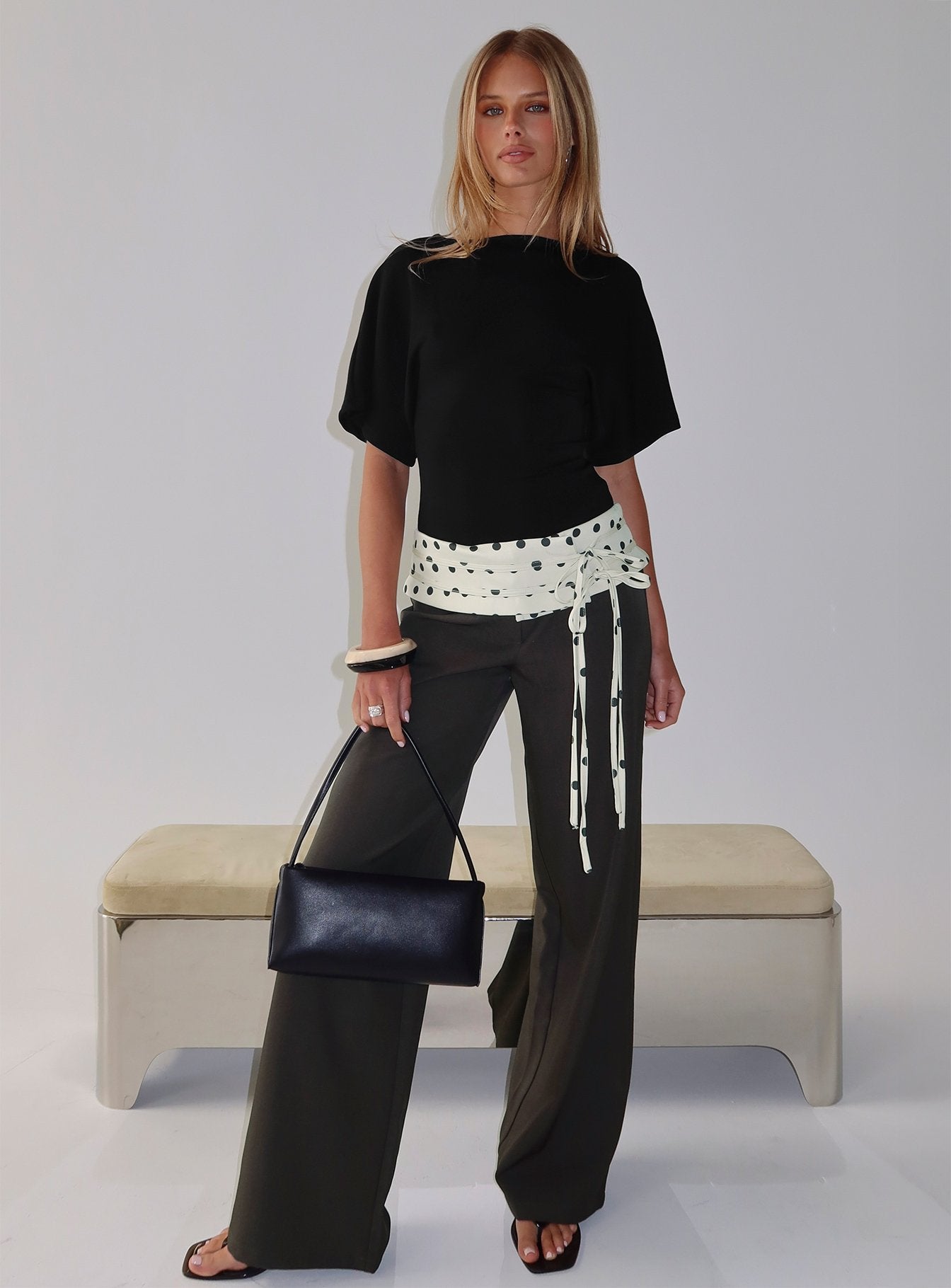 Seneca Wrap Trousers Charcoal Polka Dot