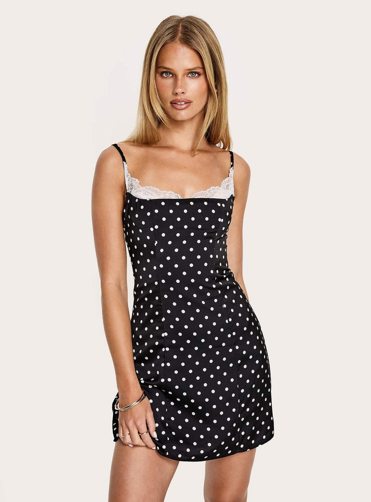 Renaissance Korsett Minikleid Schwarz / Weiß Tupfen