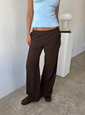 Khane Low Rise Wide Leg Trousers Brown Pinstripe