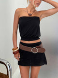 Roziana Crochet Mini Skirt Black
