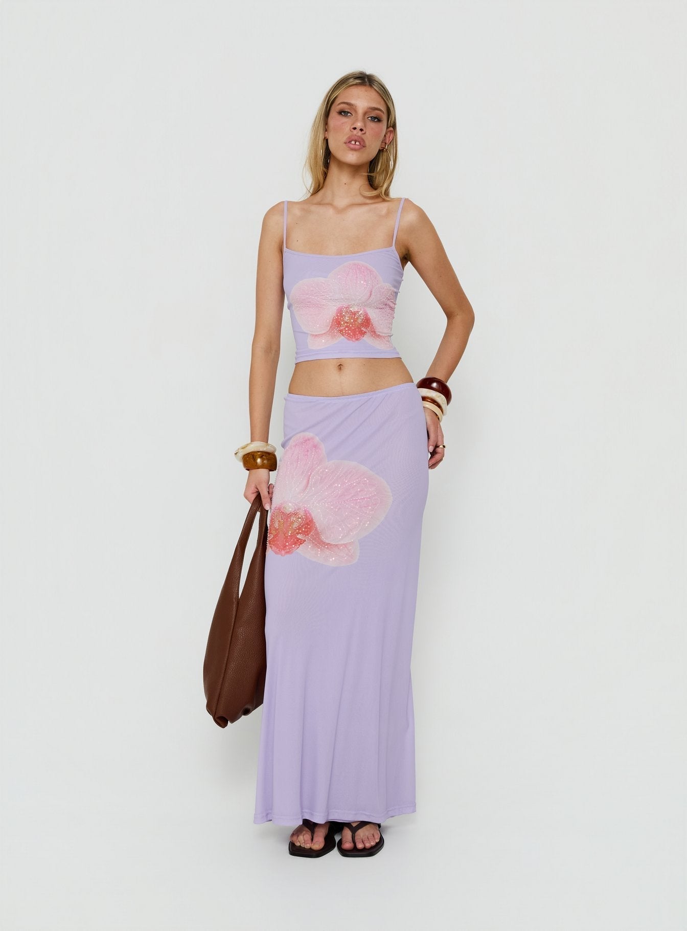 Golden Visions Maxi Skirt Purple Orchid
