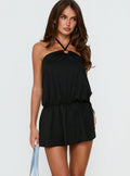 Roksy Tie Neck Drapey Playsuit Black