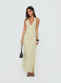 Adolena Halter Ruched Maxi Dress Yellow Stripe
