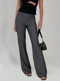 Kinkirk Flared Trousers Grey Pinstripe Petite