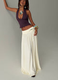 Velvet Storm Tie Detail Flowy Maxi Skirt Cream