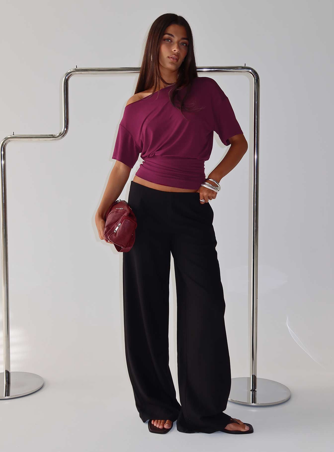 Khane Low Rise Wide Leg Trousers Black