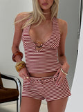 Olimpia Belted Micro Short Red Stripe