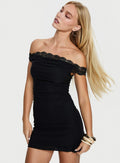 Parisia Off Shoulder Lace Mini Dress Black