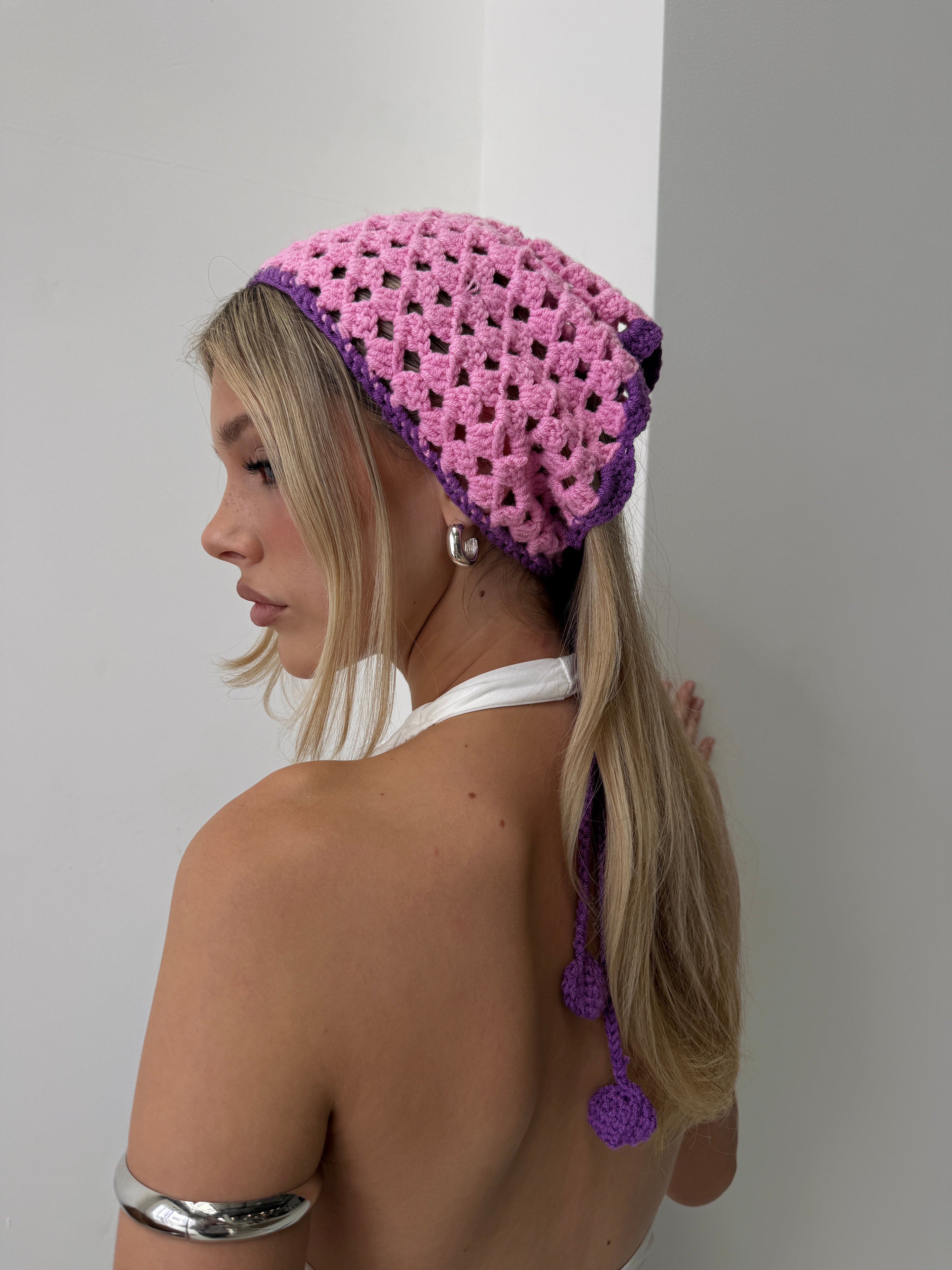 Zeea Knit Hair Scarf Pink / Purple