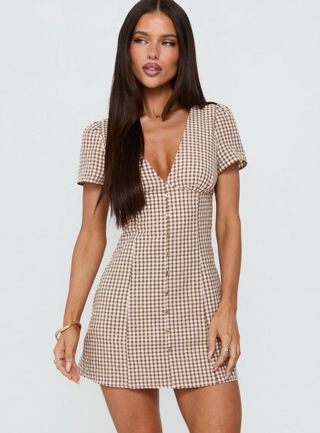 Loveliness Playsuit Brown Check Tall