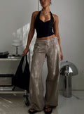 Paltrow Mid Rise Wide Leg Cargo Jeans Washed Brown