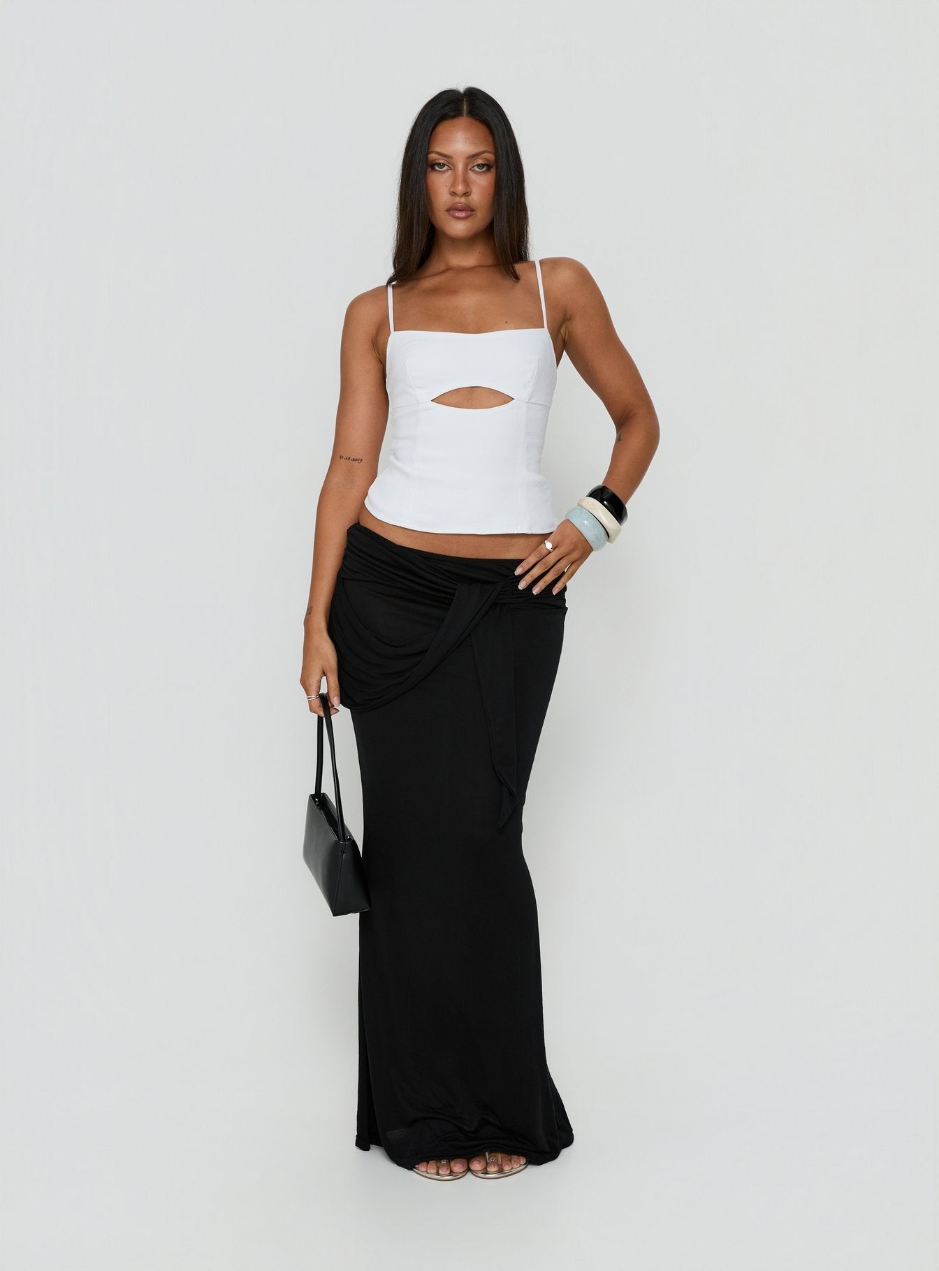Samelia Wrap Maxi Skirt Black