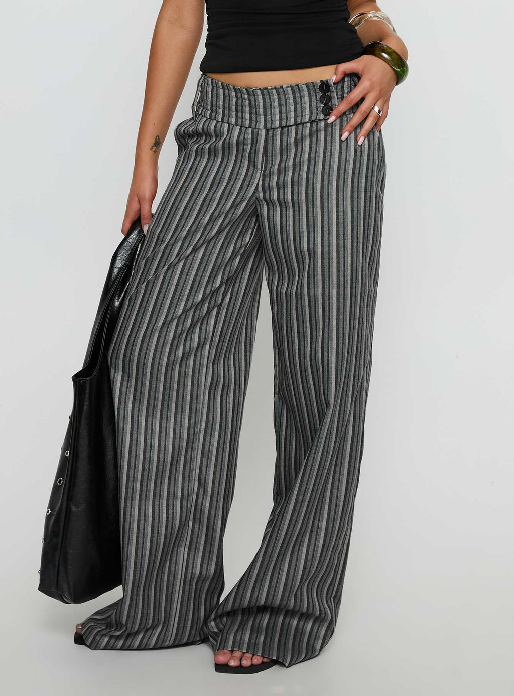 Cedars Low Rise Trousers Grey Stripe