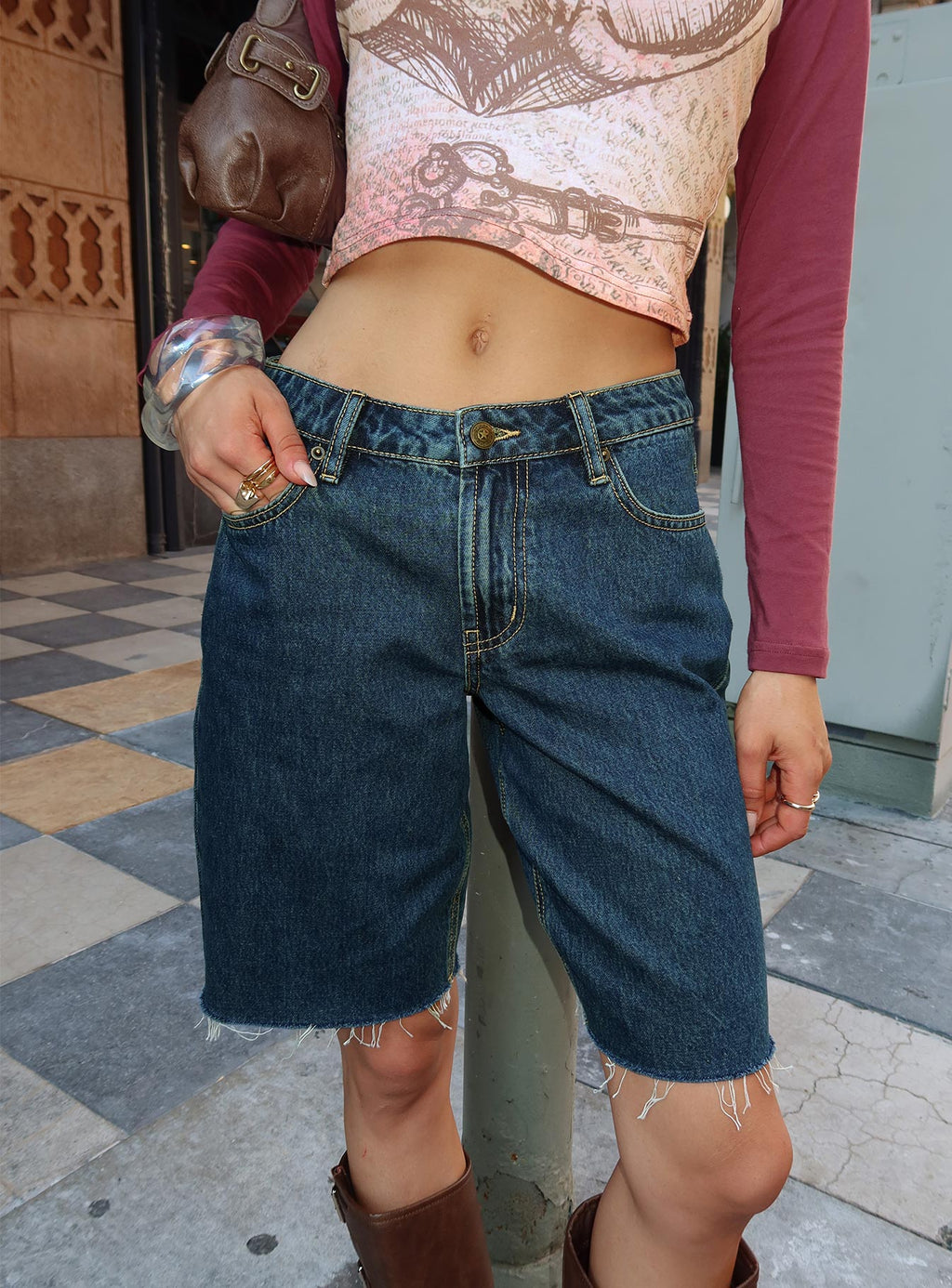Cult Classic Longline Denim Shorts Vintage Wash