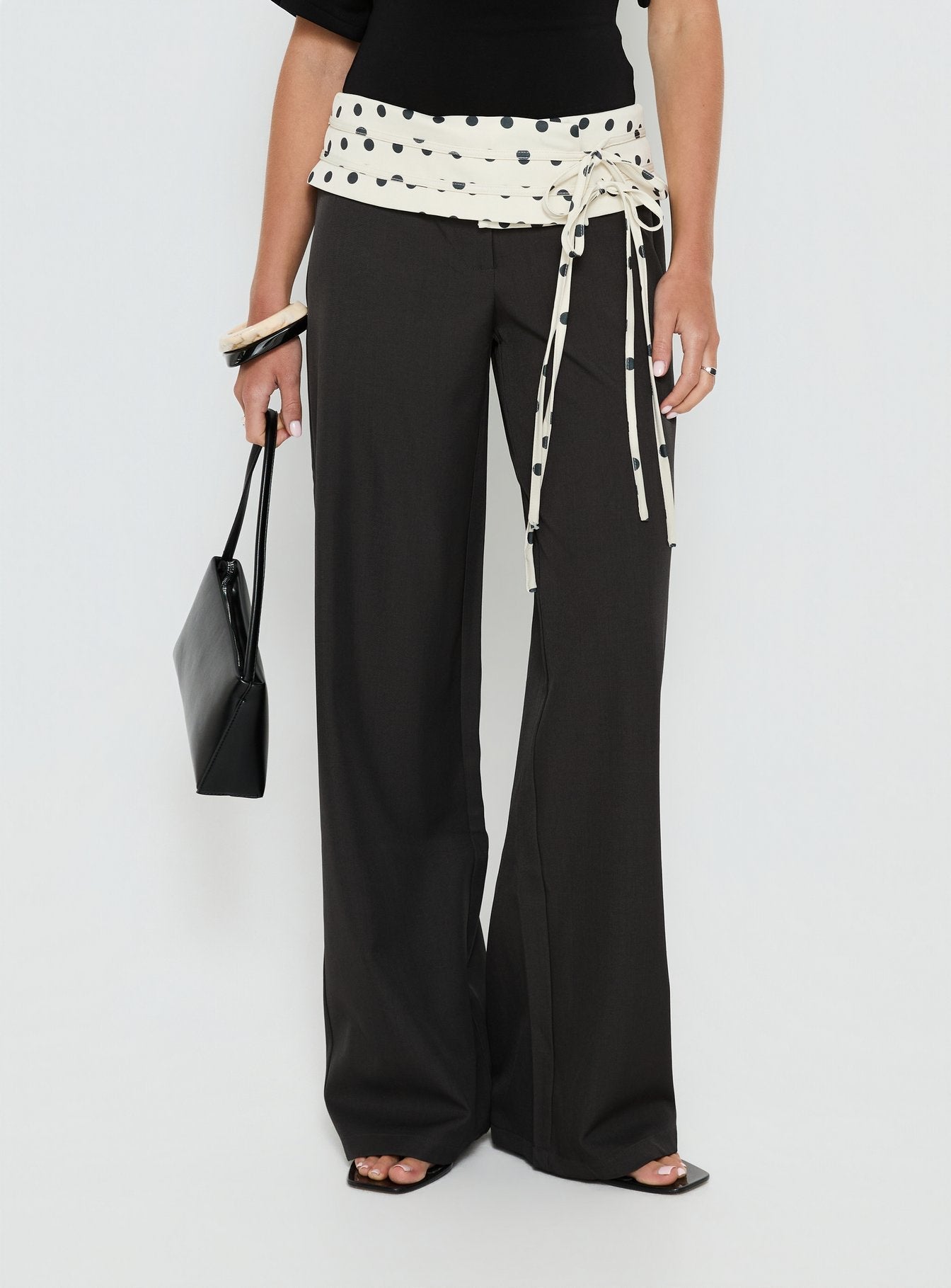Seneca Wrap Trousers Charcoal Polka Dot