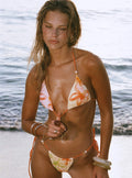 Jenner Triangle Bikini Top Orange / Yellow Floral