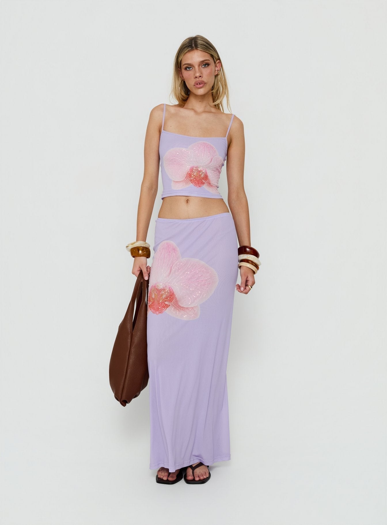 Golden Visions Maxi Skirt Purple Orchid
