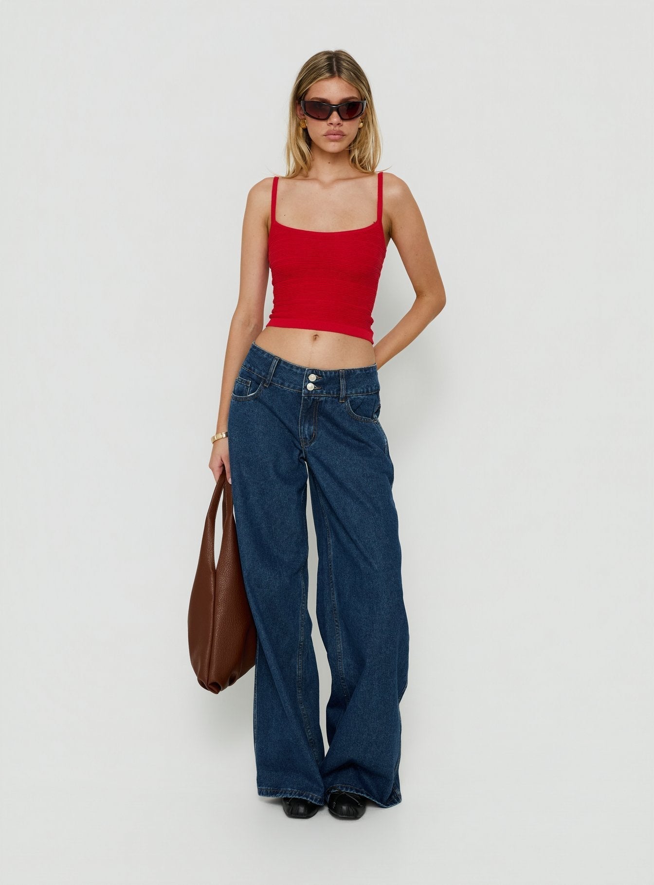 Wilah Knit Tank Top Red