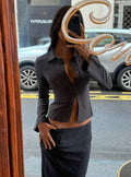 Anni Pinstripe Shirt Black