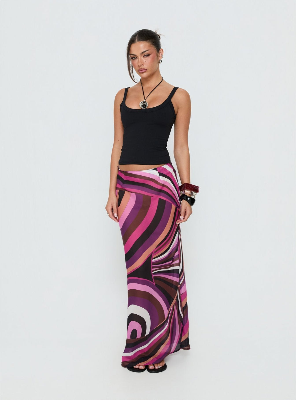 Lucidia Maxi Skirt Pink Retro