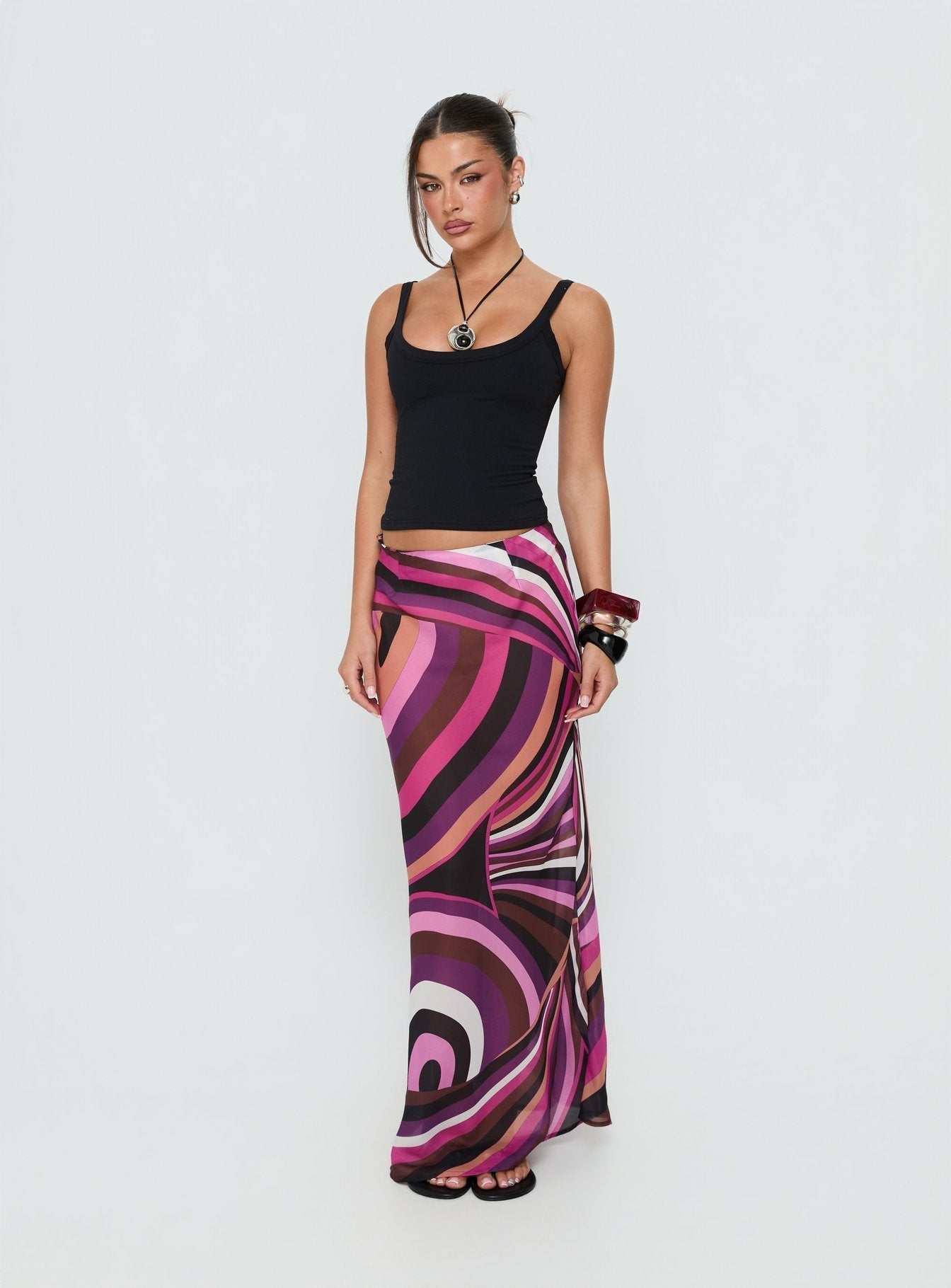 Lucidia Maxi Skirt Pink Retro