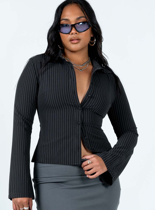 Anni Pinstripe Shirt Black