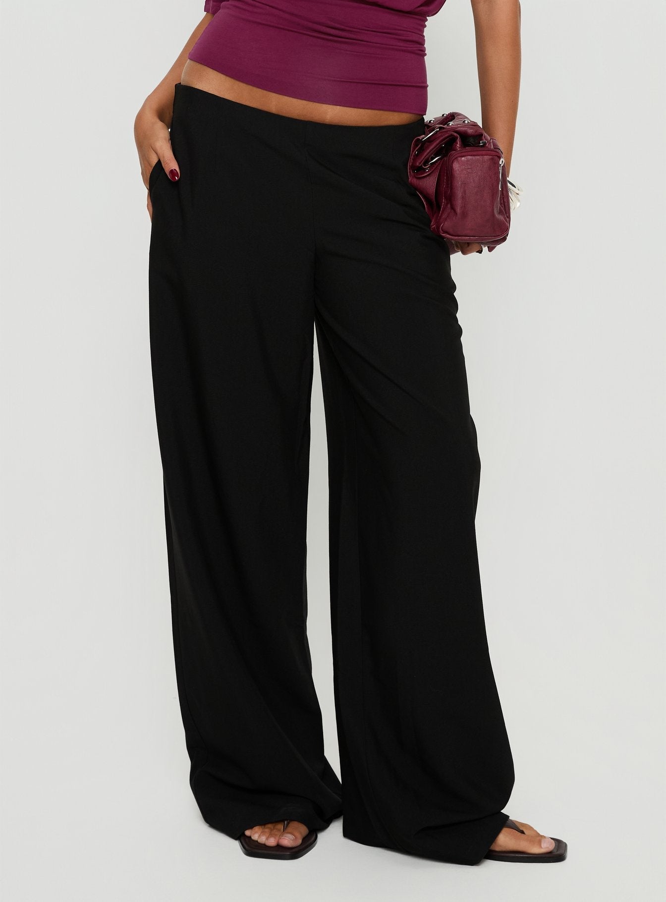 Khane Low Rise Wide Leg Trousers Black