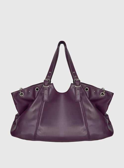 Amaria Buckle Detail Shoulder Bag Plum