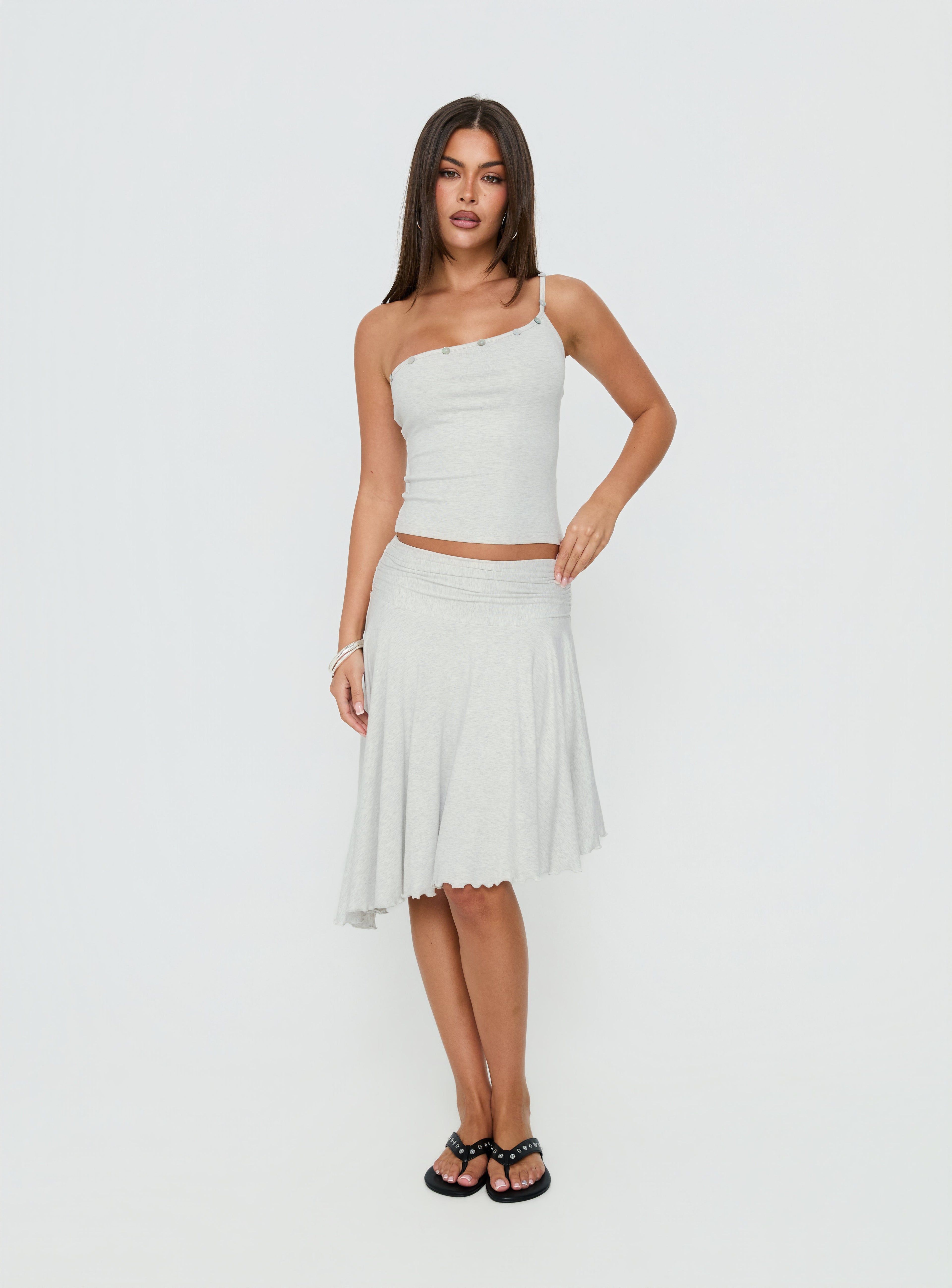 Mimmi Asymmetrical Midi Skirt Grey
