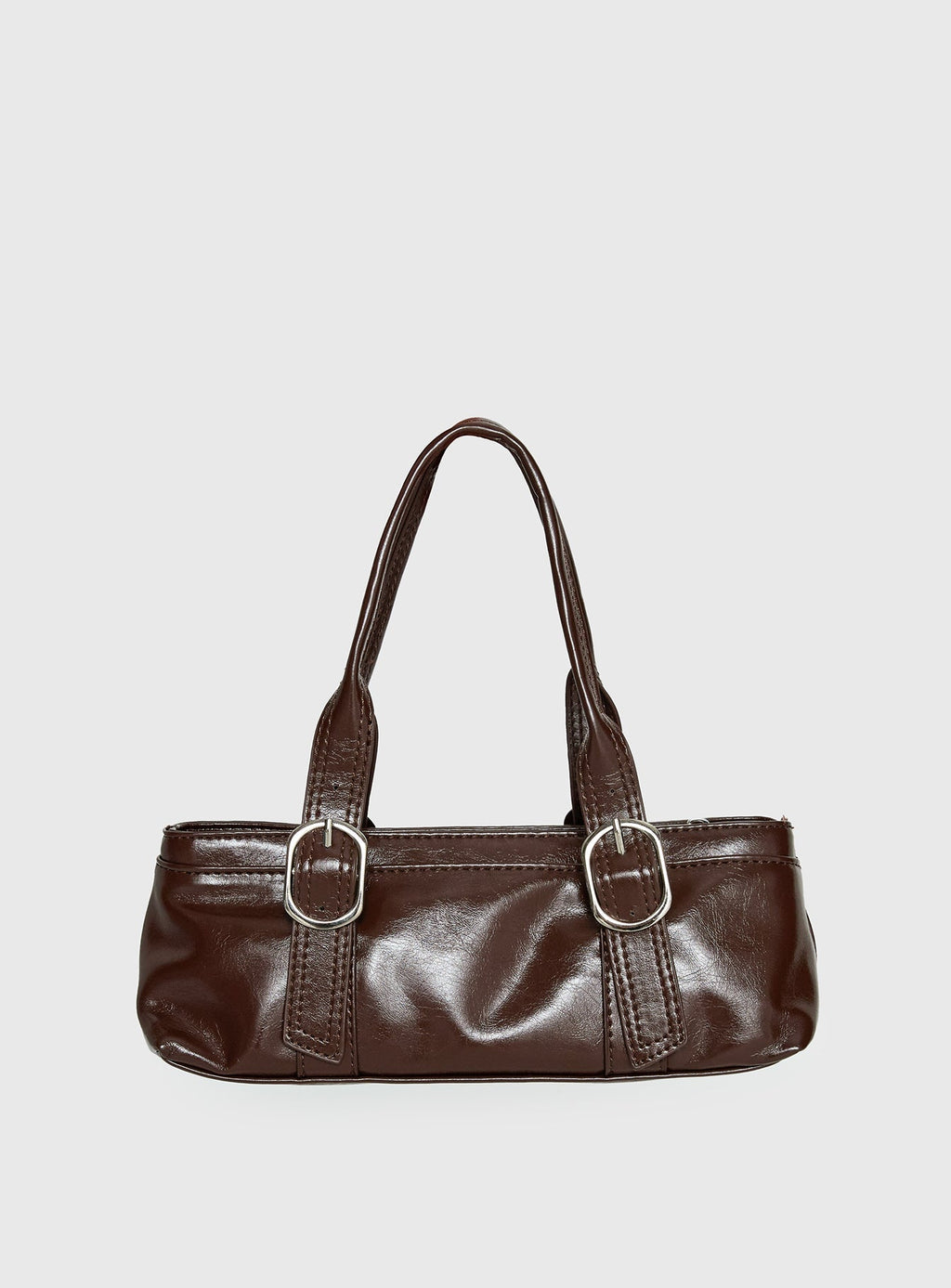 Aperture Faux Leather Shoulder Bag Brown