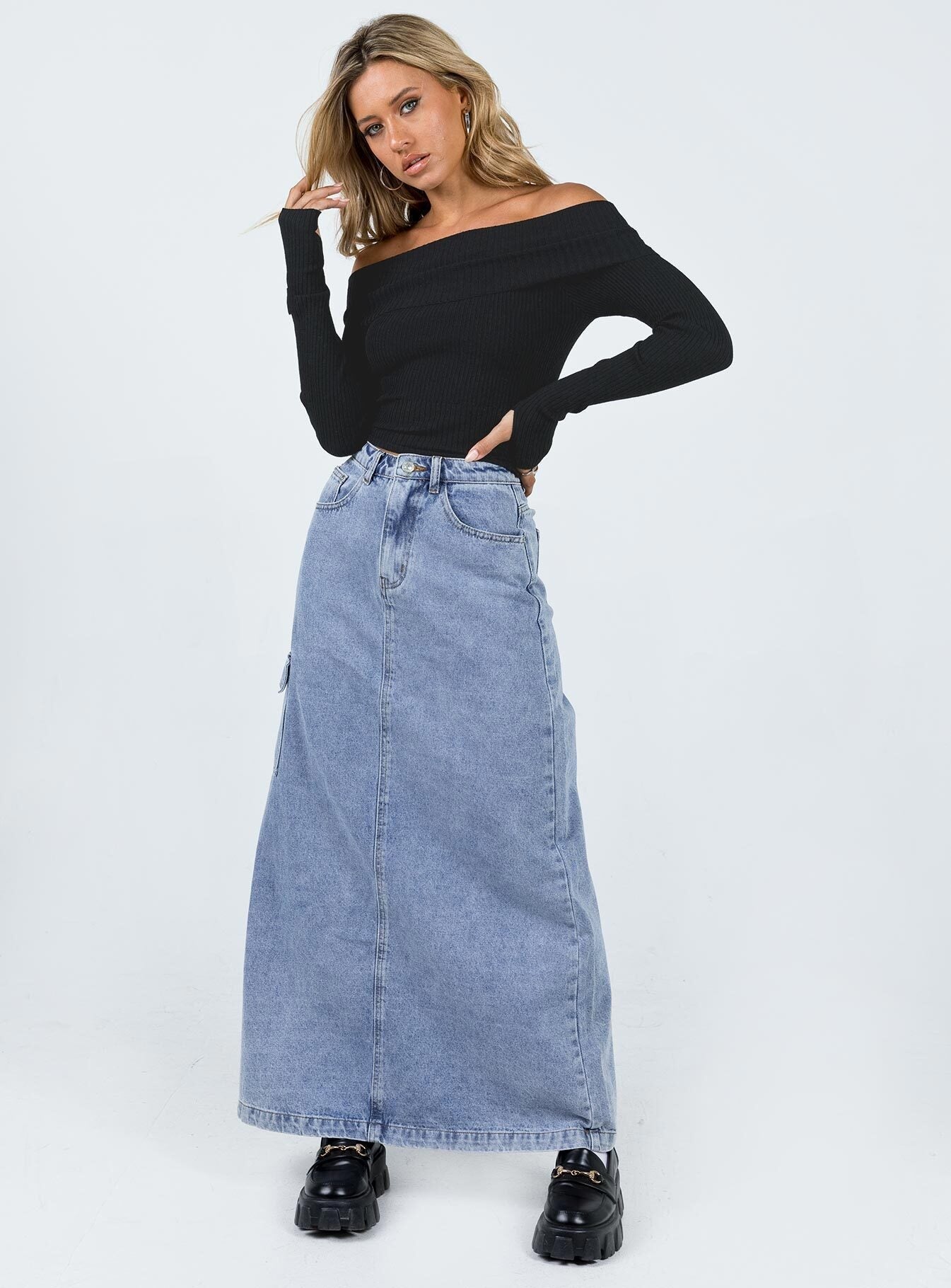 Morley Off Shoulder Jumper Black