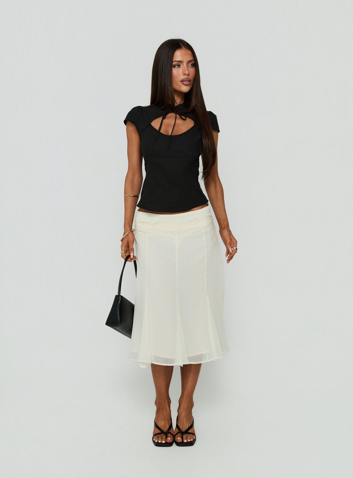 Ambrosea Panelled Midi Skirt Cream