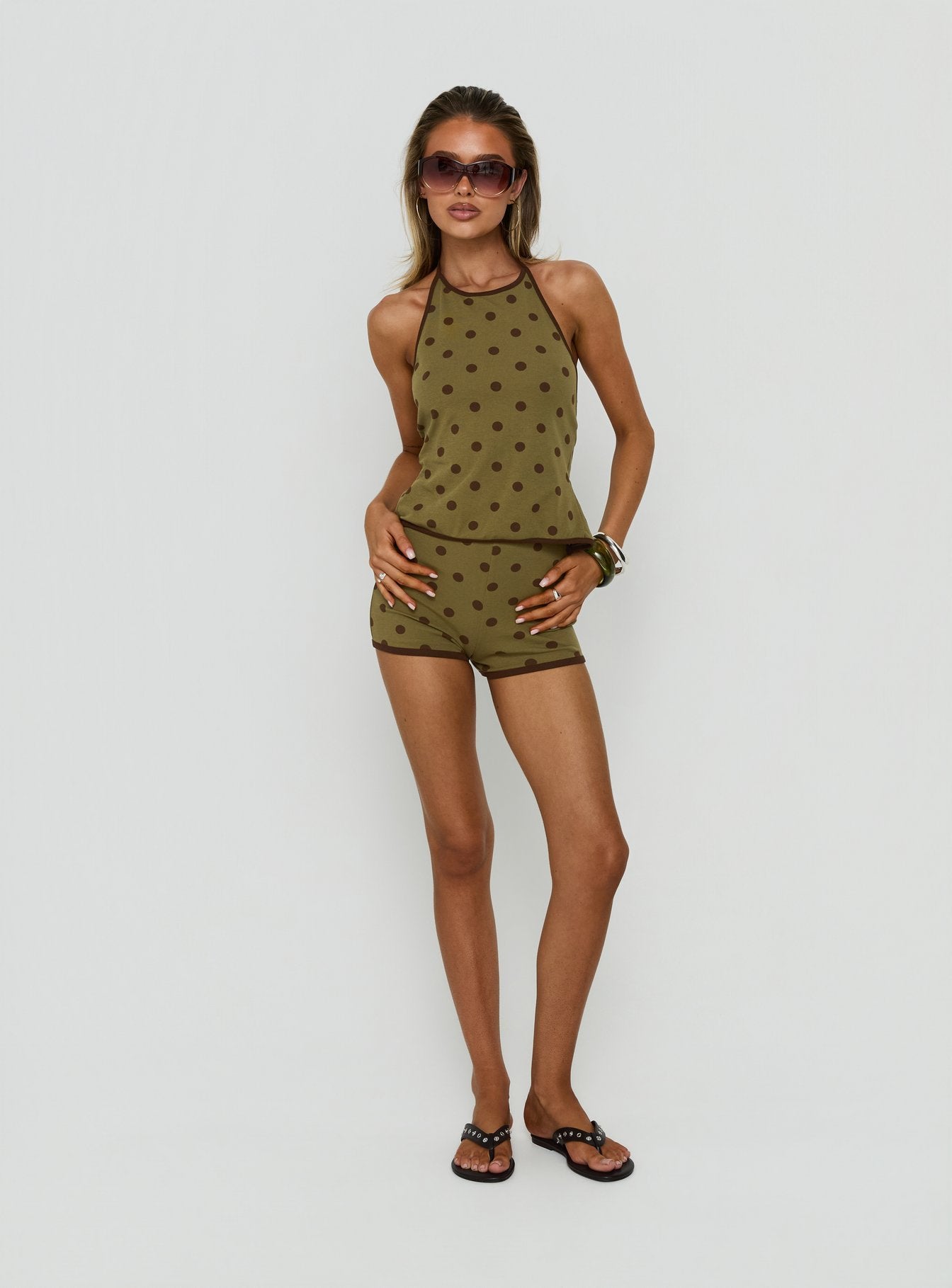 Speranza Micro Shorts Green Polka Dot