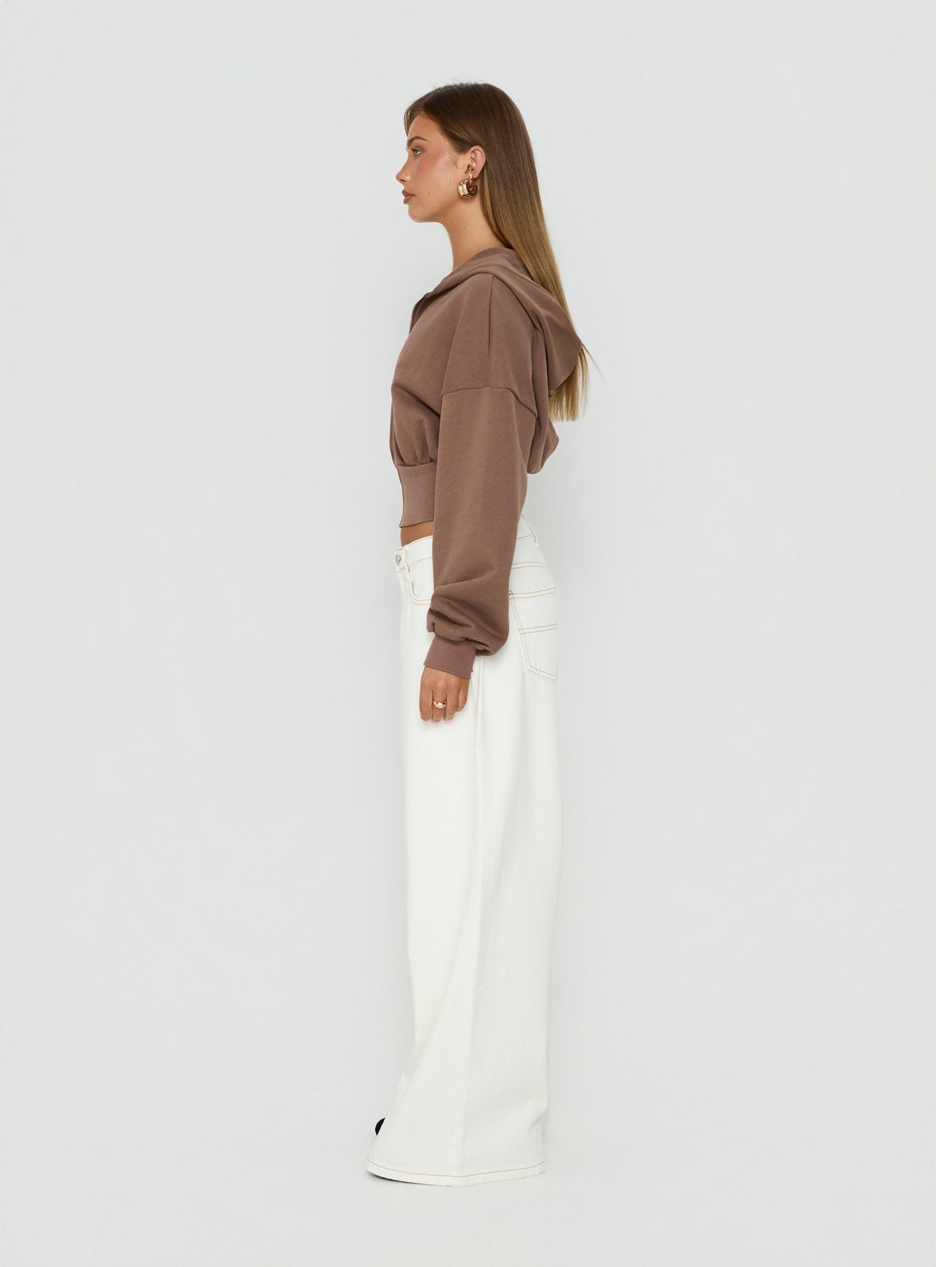 Naylor Mid Rise Wide Leg Jeans Cream Petite