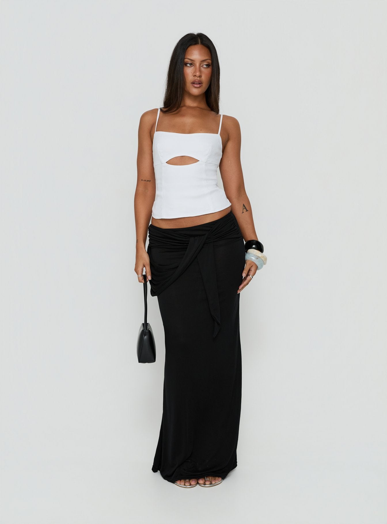 Samelia Wrap Maxi Skirt Black