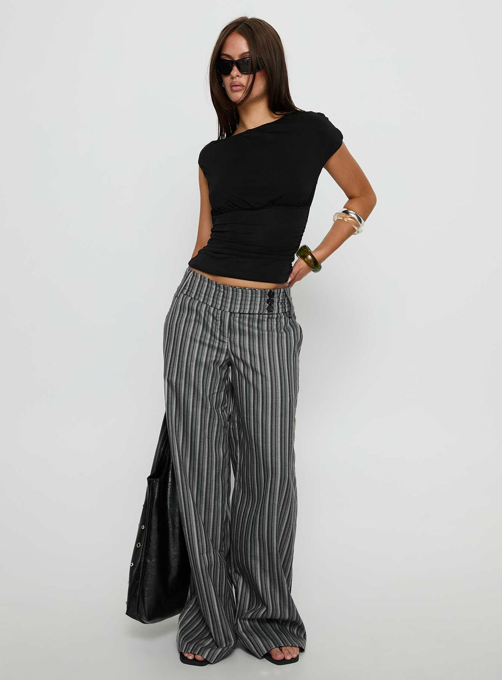 Cedars Low Rise Trousers Grey Stripe