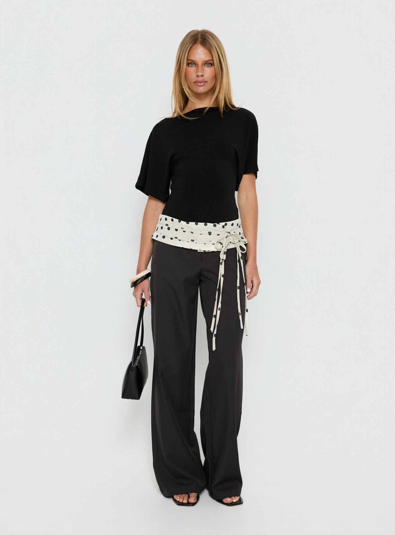 Seneca Wrap Trousers Charcoal Polka Dot