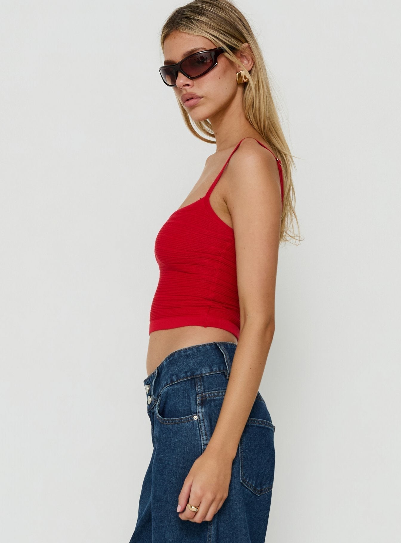 Wilah Knit Tank Top Red