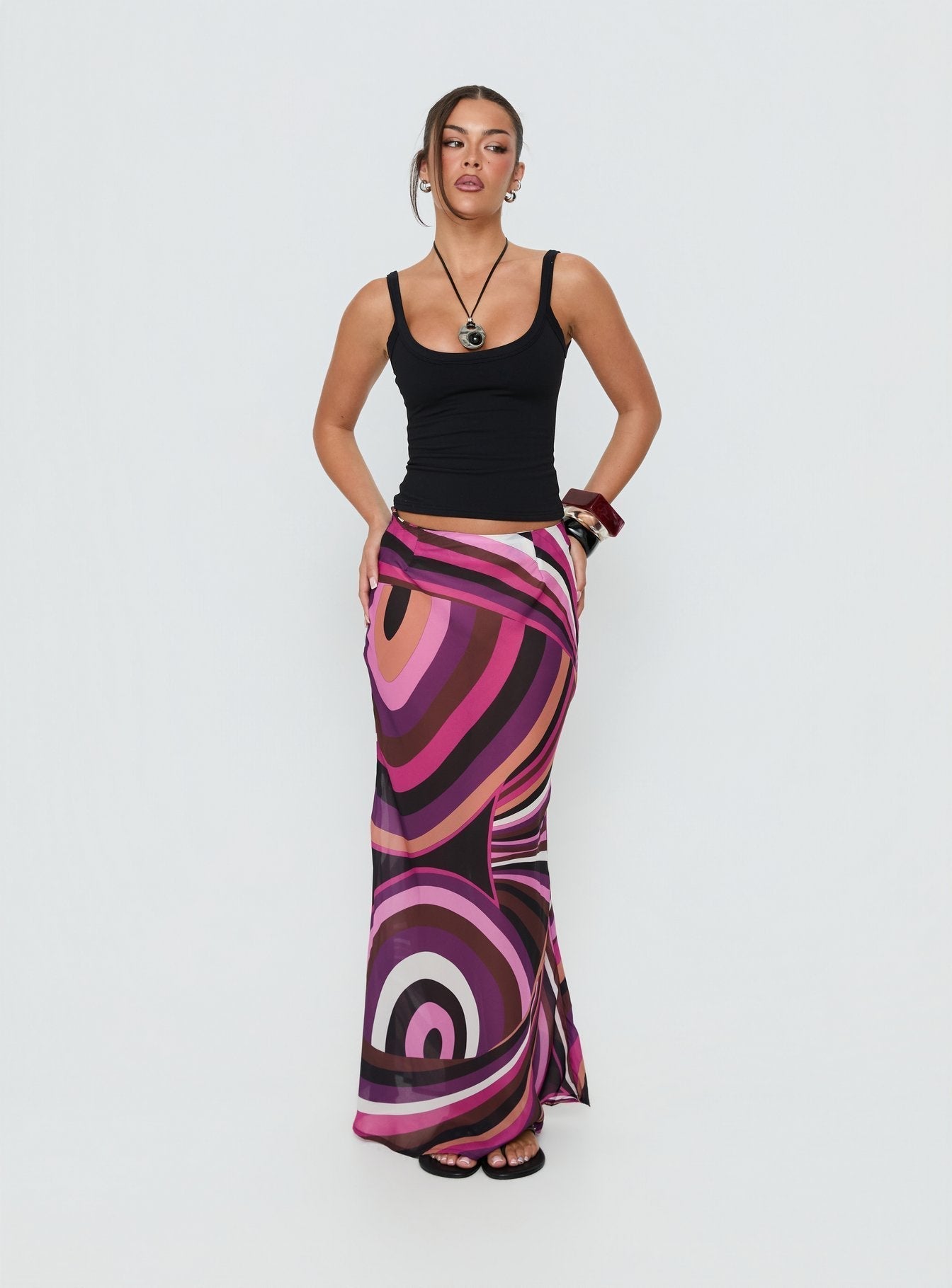 Lucidia Maxi Skirt Pink Retro