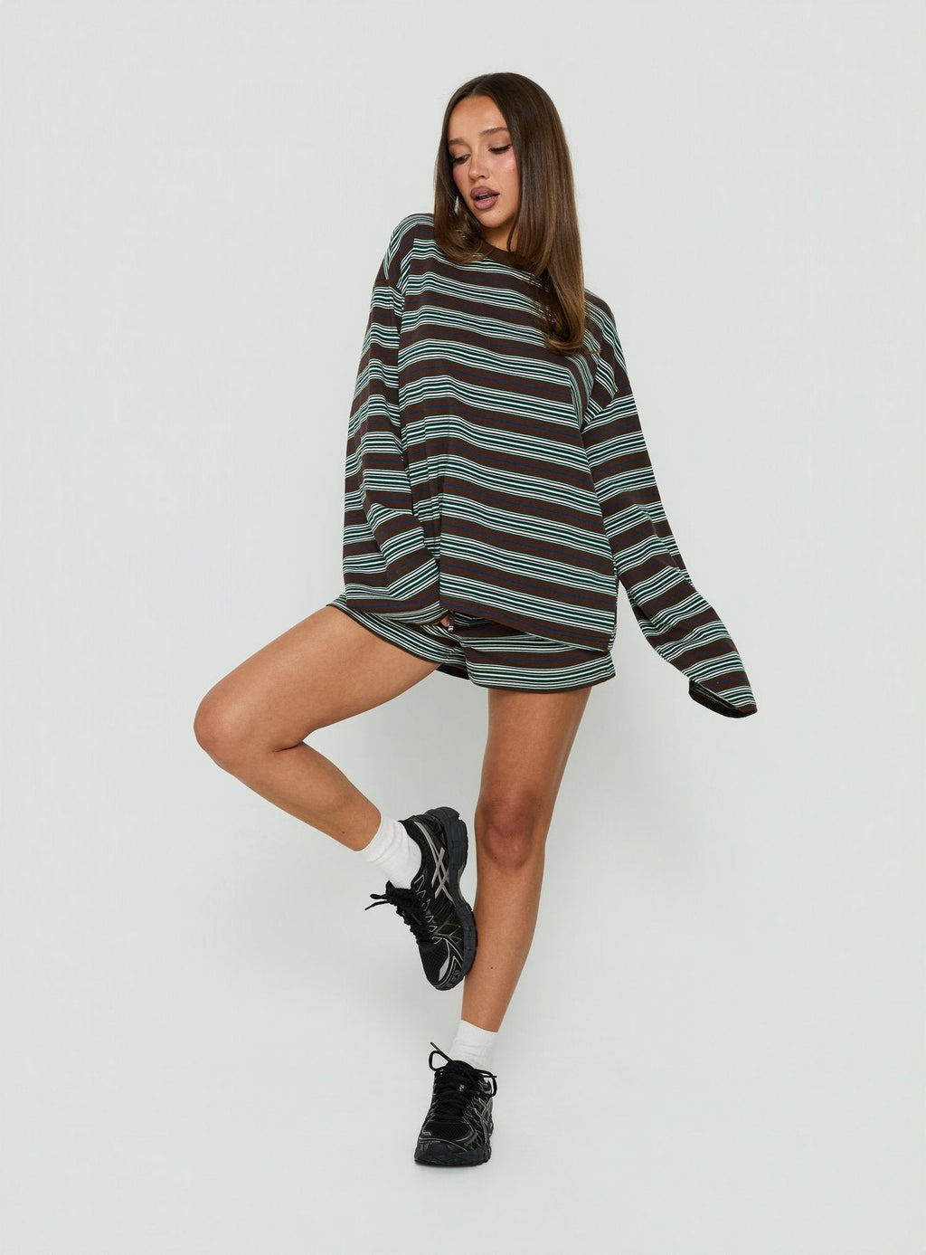 Settle Down Shorts Brown Stripe