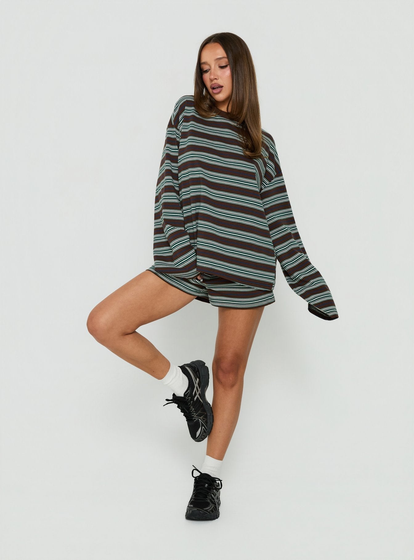 Settle Down Shorts Brown Stripe