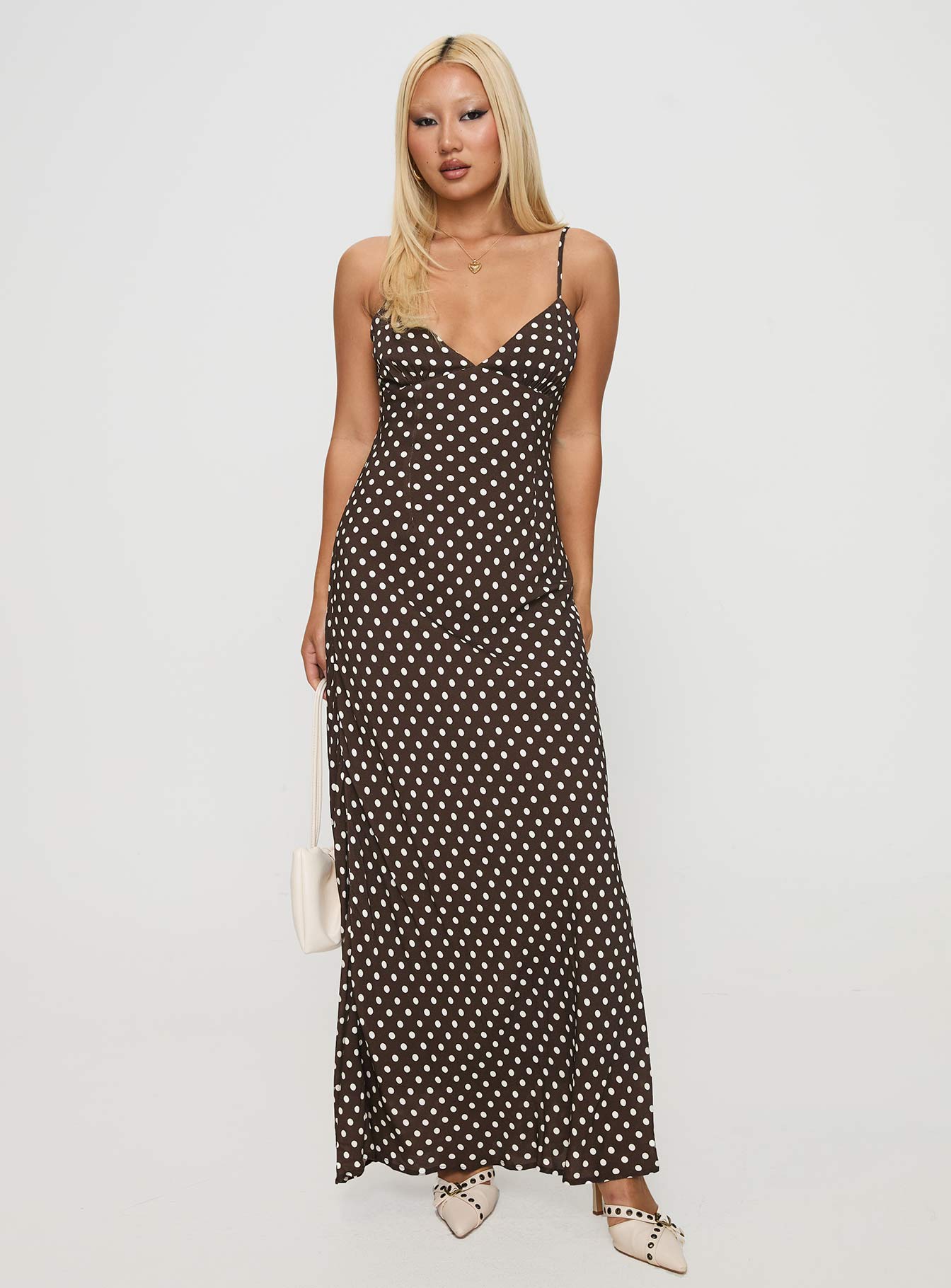 Jorjana Maxi Dress Brown / White Polka Dot