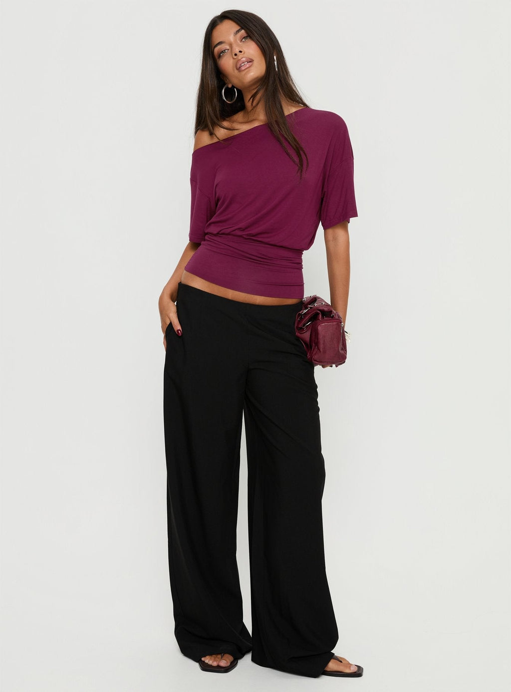 Khane Low Rise Wide Leg Trousers Black