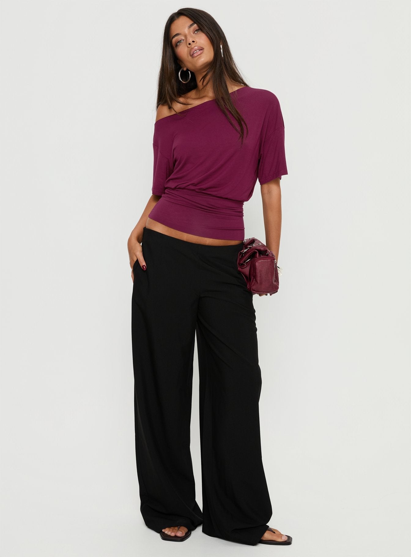 Khane Low Rise Wide Leg Trousers Black