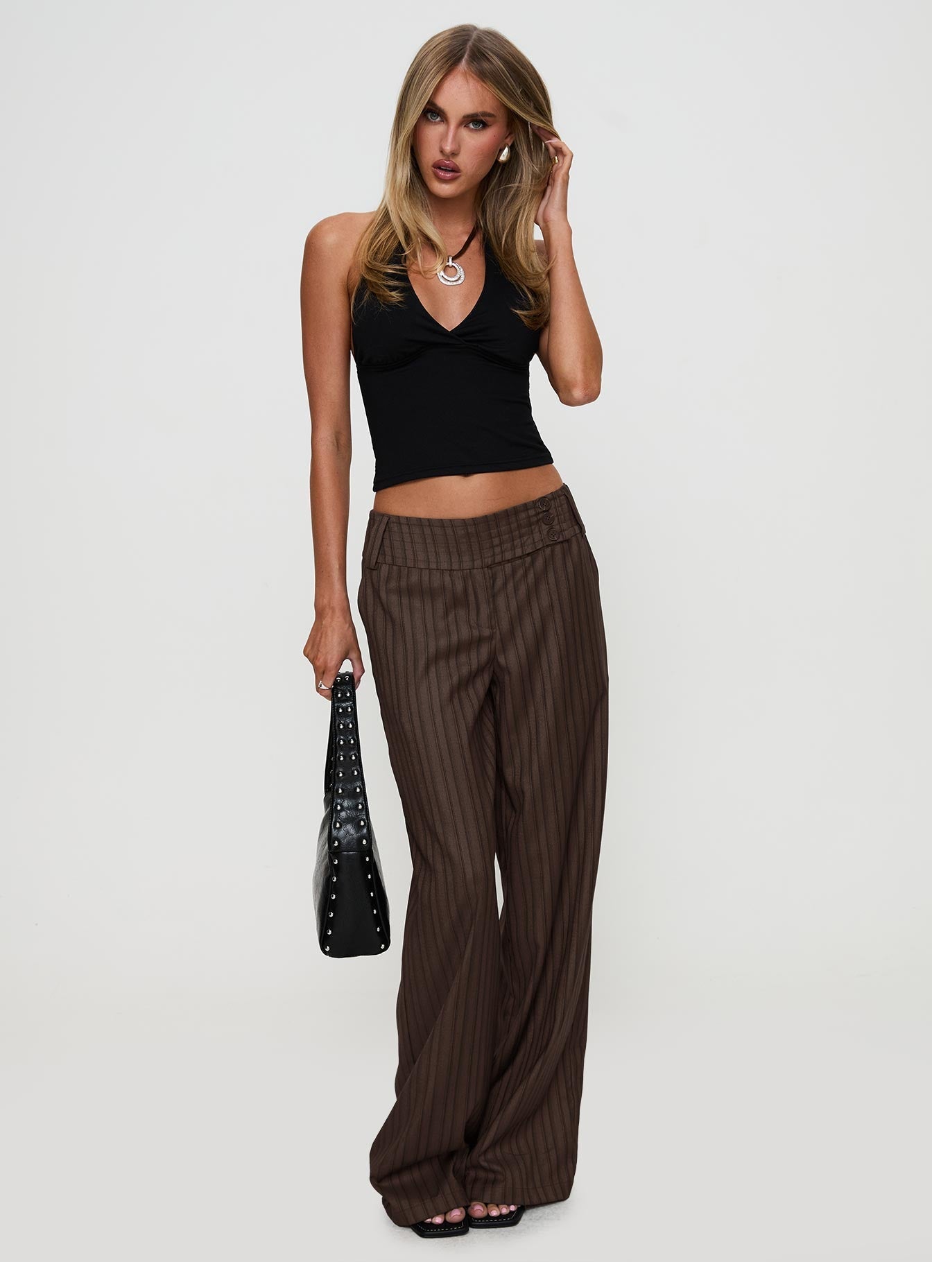 Cedars Low Rise Trousers Brown Stripe
