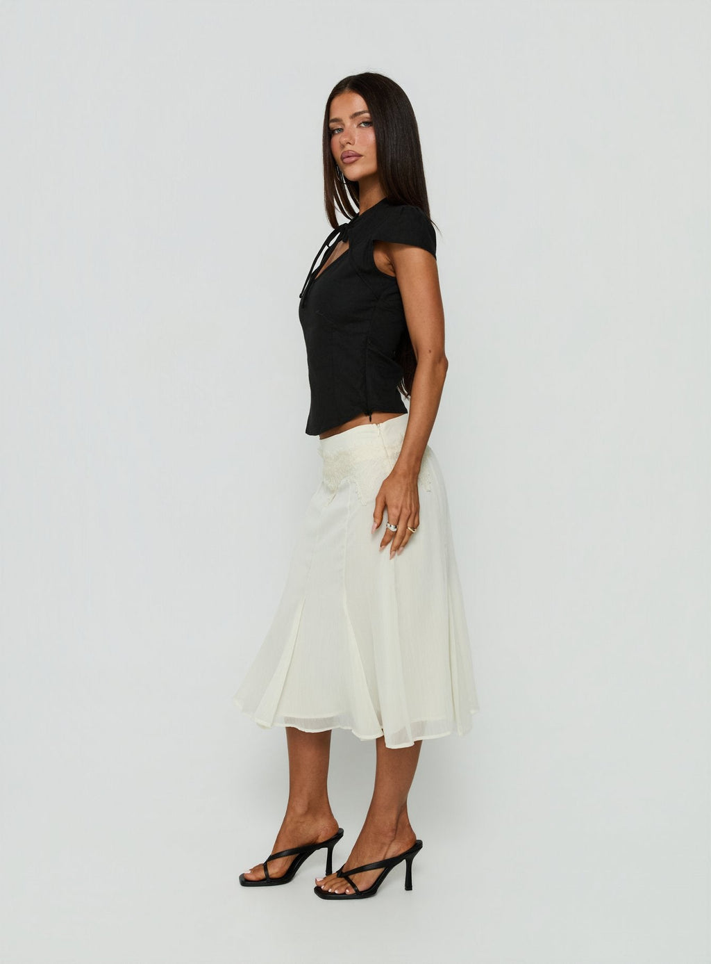 Ambrosea Panelled Midi Skirt Cream