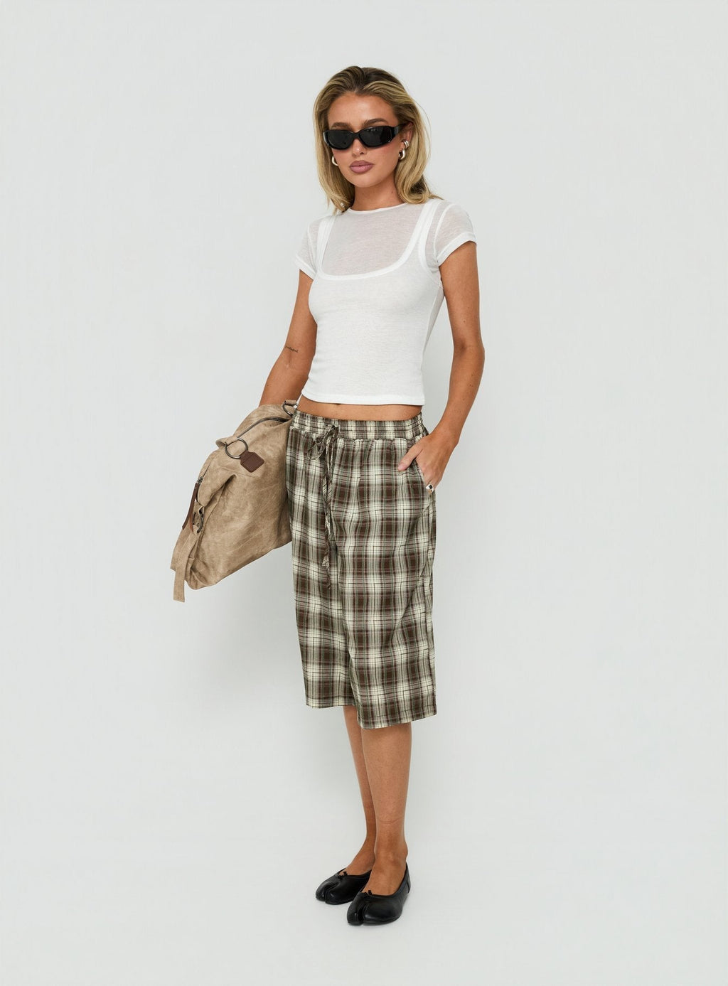 Tucka Long Line Baggy Shorts Multi Check